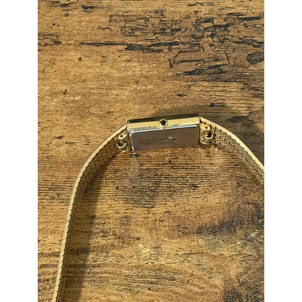 Citizen Quartz Gold Tone Rectangular Watch Textured Dial Mesh Bracelet